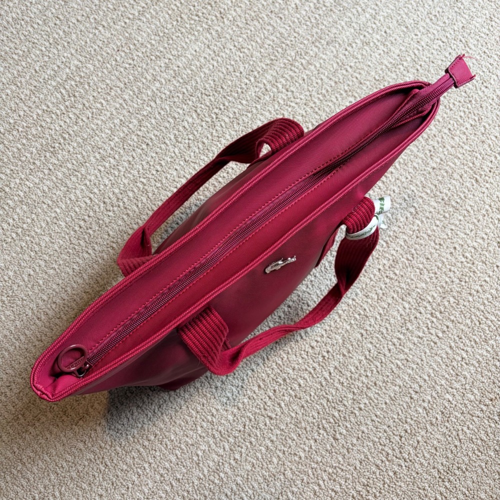 Lacoste L.12.12 Concept Zip Tote Bag Magenta Pink Pique PVC Shoulder Bag - Picture 8 of 8